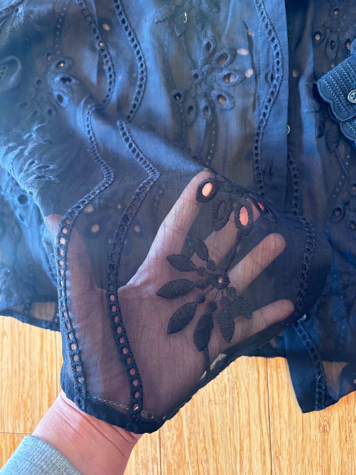 Women's Adrianna Papell (Nordstrom Rack) Sheer Black Lacey Blouse - NWOT - Size XL