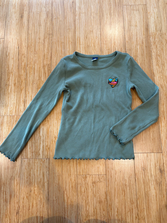 Girl's Old Navy Lettuce Trim Long Sleeve Shirt - Size 6/7