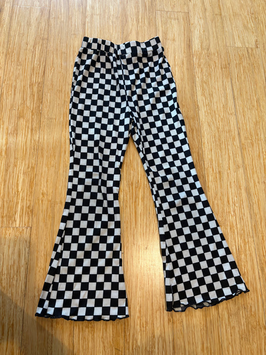 Girl's Retro Checkered Flare Pants - Size 6