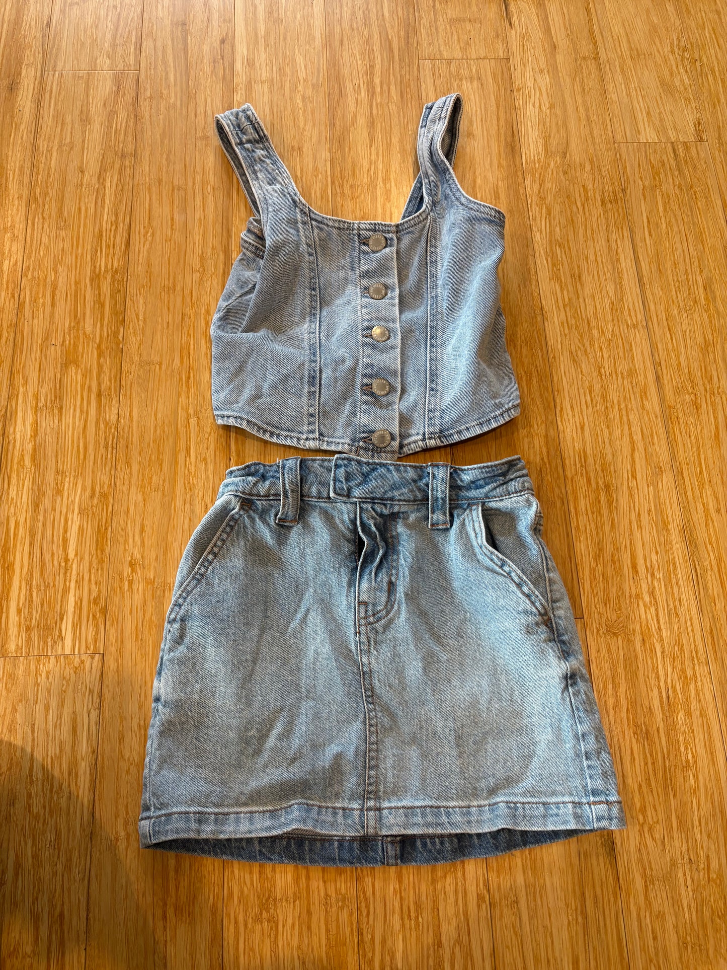 Girl's Art Class Denim Vest & Skirt Set - Size 8