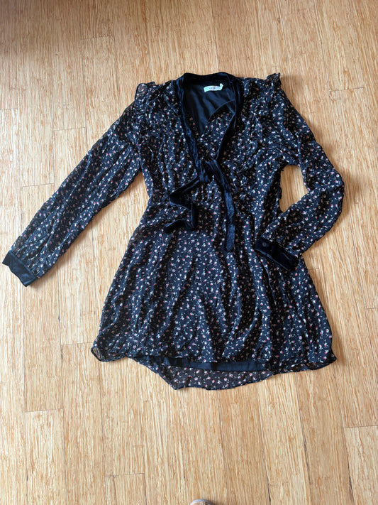 Women's Lush Floral Long Sleeve Dress - Size L