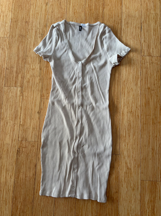 Women's H&M Ribbed Button Down Midi Dress - Size L
